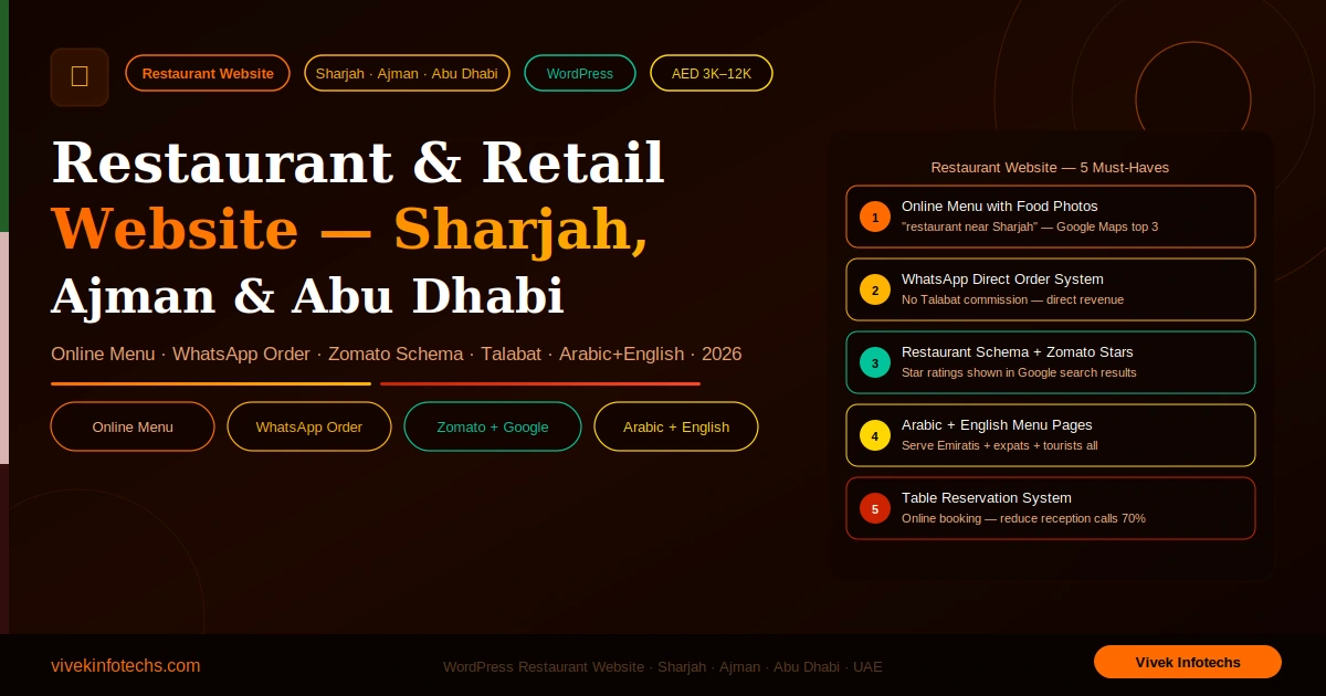Restaurant & Retail Website Sharjah, Ajman, Abu Dhabi